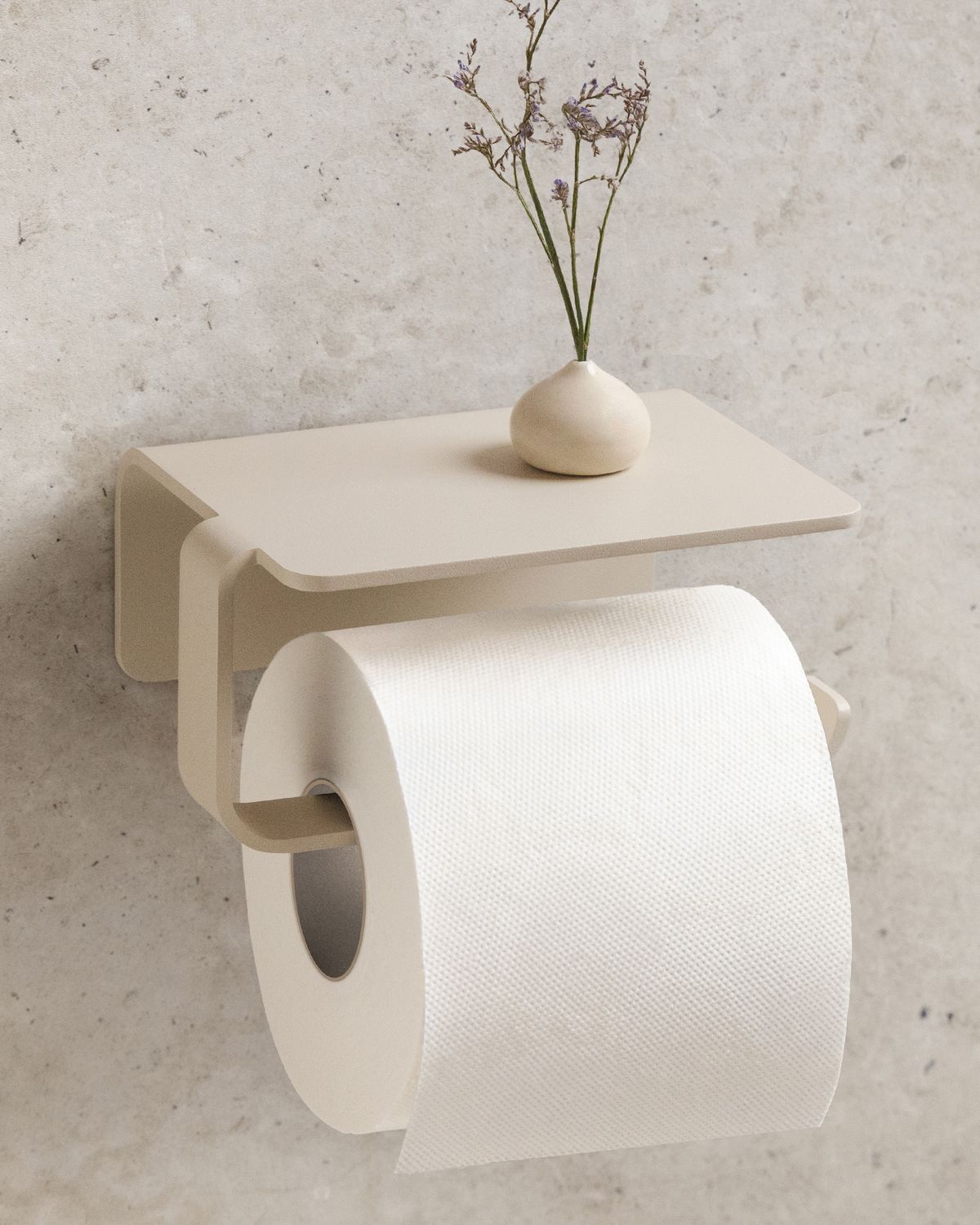 Leif Toilettenpapierhalter mit Ablage in Taupe-Sand